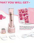Bikini Trimmer for Women 2-in-1 – Rechargeable Electric Razors for Women, Painless Electric Shaver for Bikini, Underarm, Legs, Arms – IPX7 Waterproof, Compact Travel Design