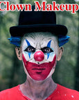 MEICOLY Red White Blue Face Body Paint with Setting Powder and Sponges,Water Based Face Paint for Halloween SFX Clown Devil Spiderman Cosplay Makeup,4th of July Body Paint