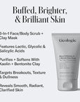 Geologie Micro Exfoliator & Clay Mask | 3-in-1 Deep Cleansing Face Wash, Pore Refining Mask & Skin Exfoliant | Tea Tree & Eucalyptus Scent For Men & Women | 4 fl oz