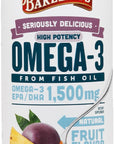 Barlean's Passion Pineapple High Potency Omega 3 Fish Oil Liquid Supplement, 1500mg EPA & DHA Fatty Acid, Smoothie Flavored & Burpless for Brain, Joint, & Heart Health, 16 oz