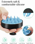 HEETA Scalp Massager Hair Growth, Soft Silicone Scalp Scrubber Shampoo Brush for Exfoliation, Dandruff Removal Head Massage Stress Relax, Wet & Dry Use for Thick Thin Curly Hair Care, Black Blue