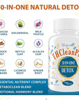 31-in-ONE Detox and Liver Cleanser, Fast Detox, Full Body Detox, Toxins Cleaner for Liver, Kidney, Natural Herbal Formula, Support Immune & Mood, Made in USA, 120 Capsules