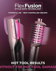 Shark FlexFusion Hair Straightener & Powerful Hair Dryer with Diffuser, Fusion Hair Brush, Ceramic Air Styler with Auto-Wrap Hair Curlers, Ceramic Plates, Cosmic Blush HD642S