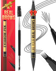 Eyebrow Pen - Microblading eyebrow pencil with Micro-Fork Tip & Precision Tip for Natural Brows, Eyebrow Pencils for Women, Dual-Ended Brow Brush, Waterproof, Black