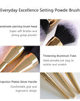 Powder Brush,Daubigny Large Powder Brush Flat Arched Premium Durable Kabuki Makeup Brush Perfect For Blending Liquid,Cream and Flawless Powder,Buffing, Blending,Concealer (Gold Black)