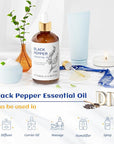 HIQILI Black Pepper Essential Oil for Aromatherapy & Diffuser - Natural Spicy & Warming Scent - Therapeutic Grade - 3.38 Fl Oz