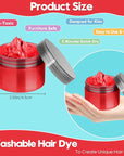 Red Hair Color Wax - Temporary & Washable Hair Styling Mud Gel for Men, Women, Kids,For Halloween, Cosplay, Party, Crazy Hair Day & Children's Day
