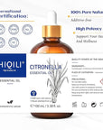 HIQILI 100ML Citronella Oil for Homemade Sprays, Add to Diffuser, 100% Pure and Natural Undiluted 3.38 Fl Oz
