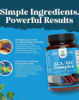 Pure Alpha Lipoic Acid Supplement with Acetyl L-Carnitine - Natural ALA ALC Amino Acids Boost Memory Support Mental Performance and Raise Energy Levels Metabolism - 60 Capsules
