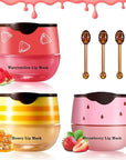 3PCS Bee Lip Balm Honey Pot Products(Honey+Strawberry+Watermelon)
