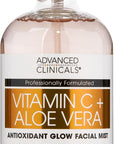 Advanced Clinicals Vitamin C Face Toner W/Ferulic Acid & Rosewater, Antioxidant Facial Mist Spray for Face, Skin Refreshing, Hydrating, & Non-Greasy Instant Hydration Facial Spray, Large 8 Fl Oz