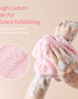 Yiclick Exfoliating Body Scrubber, Back Scrubber for Shower Bath, Japanese Scrub Wash Cloth, Exfoliating Washcloth Towel for Men Women, Body Exfoliator Loofah Luffa Sponge Net Rag Back Washer (Pink)