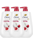 Dove Body Wash with Pump 3 Count Revitalizante Cherry & Chia Milk, for Renewed, Healthy Looking Skin,Moisturizing Gentle Skin Cleanser with 24hr Renewing MicroMoisture, 30.6 oz