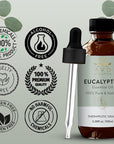 Eucalyptus Essential Oil 100ml | 100% Natural and Pure USDA Organic Eucalyptus Oil | Diffuser Aromatherapy Skin & Hair | 3.38fl oz