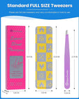 Expert Slant Tip Tweezers with Leather Case, GlamTweeler Sharp & Precision Stainless Steel Tweezer for Eyebrows, Facial Hair and Fine Hairs Removal (Violet)