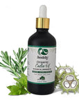 Seddy Organic Castor Oil with Rosemary & Peppermint in Dark Glass Bottle - Cold Pressed | Hexane-Free | Scalp, Hair, Eyelashes, Eyebrows, Skin, & Nails | Hair Treatment Oil - 3.4 Fl. Oz