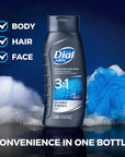 Dial Men 3in1 Body, Hair and Face Wash, Hydro Fresh, 16 fl oz, Pack of 6