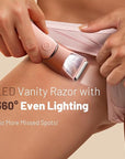 Bikini Trimmer for Women: Mirror Electric Shaver for Body Pubic Hair with LED Light, IPX7 Waterproof Portable Lady Facial Razor with Ceramic Blade,Rechargeable Body Groomer for Leg,Arm,Underarm