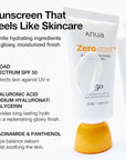 Anua Zero-Cast Moisturizing Finish Sunscreen,SPF 50, Glow Natural Sunscreen,No White cast, Hyaluronic Acid, Niacinamide sun block for face,Oil-Free, Oxybenzone free, Travel Essential (50ml/1.69fl.oz)