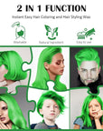 Green Temporary Hair Color Wax, Instant Natural Hairstyle Cream Dye, Washable Styling Pomadesfor Men Girls Women Youth, Disposable Coloring Mud for Party Cosplay DIY Halloween
