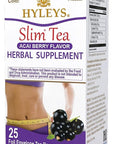Hyleys Slim Tea Acai Berry Flavor - Weight Loss Herbal Supplement Cleanse and Detox - 25 Tea Bags (12 Pack)