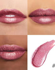 evpct Mauve Pink Metallic Glitter Lip Liner and Lipstick Combo Lip Gloss Stain Set Makeup for Women Long Lasting Waterproof 24, Dusty Rose Metallic Shimmer Frosted Iridescent Glossy Liquid Lipstick 16