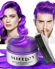 Purple Temporary Hair Color Wax, Instant Natural Violet Hairstyle Cream Dye, Washable Styling Pomades for Girls Women Youth, Disposable Coloring Mud for Party Cosplay DIY Halloween
