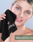 Shimeyao 20 Pack Makeup Towels Black Makeup Washcloths for Face Pink Bow Soft Microfiber Remover Cloth 13x13 Inch Quick Dry Face Towels for Cleansing Hand