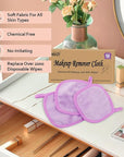 HOMEXCEL Makeup Remover Cloth 12 Count (Pack of 1), Reusable Makeup Remover Pads, Washable Ultra Soft Facial Cleansing Cloths For All Skin Types, 5 X 5 In, Purple