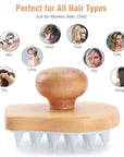 Hangerspace Scalp Massager Shampoo Brush, Wooden Wet and Dry Hair Scalp Care Brush, Shower Brush Scalp Scrubber Exfoliator with Soft Silicone Bristles for Dandruff Removal, Hair Growth (White)