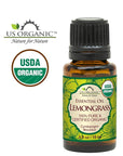 US Organic 100% Pure Lemongrass Essential Oil, USDA Certified Organic, Extracted by Steam Distillation Method, for Hair, Nail Polish Remover, Bees Attraction, and More. 15 ml