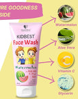 Kids Multivitamin Face Wash - Natural, Non-Toxic 100ml, Organic Watermelon for Normal, Gentle Sensitive & Dry Skin Types - Tear, Paraben, SLS Free, Pack of 1