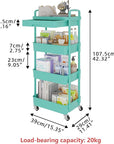 Calmootey 4-Tier Rolling Utility Cart with Drawer,Multifunctional Storage Organizer with Plastic Shelf & Metal Wheel,Storage Cart for Kitchen,Bathroom,Living Room,Office,Green