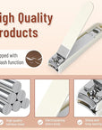 Nail Clippers Set 7 Pieces Stainless Steel Professional Grooming Kits, Fingernail and Toenail Clipper Cutters with Luxurious Travel Case Nail Care Tools Manicure Pedicure Kit