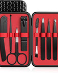Tweezers Set, Hyxhappy 9 pcs Professional Stainless Steel Tweezers Kit for Facial Hair, Precision Plucker Eyebrow Tweezer Kit with Luxurious Travel Case as Stocking Stuffers Gifts for Women/men