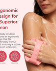 Silicone Body Scrubber - Exfoliating Bath Brush and Skin Cleanser - Shower Sponge for Gentle Body Scrub and Wash - Silicone Scrubbing Care Tool for a Refreshed and Renewed You - Pink
