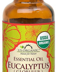 US Organic 100% Pure Eucalyptus Essential Oil (Globulus) - USDA Certified Organic, Steam Distilled - W/Euro droppers (More Size Variations Available) (30 ml / 1 fl oz)
