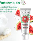 ATTITUDE Toothpaste with Fluoride, Prevents Tooth Decay and Cavities, Vegan, Cruelty-Free and Sugar-Free, Watermelon, 4.2 Oz