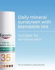Eucerin Sun Tinted Sensitive Mineral Face Sunscreen Lotion SPF 35, Non-Comedogenic Mineral Sunscreen with Gentle Zinc Oxide Protection for Sensitive Skin, 1.7 Fl Oz Bottle
