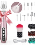 PELCAS Electric Nail File, 10 Speeds Cordless Nail Drill Kit With LED Light, Professional Nail Grinder with LCD Screen Portable e file For Human, Pet, Thick Toenails, Natural & Acrylic Nails Pink