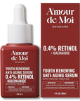 ADM Anti Aging Pure Retinol Serum For Face with Niacinamide - Resurfacing, Smoothing Fine Lines, Wrinkles, Acne Scars - Moisturizing Facial Skincare Treatment for Sensitive Skin - 1oz