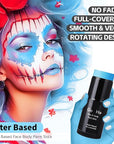 Go Ho Light Blue Face Body Paint Stick,Water Based Washable Pale Blue Face Paint Stick,Full-coverage Cream Blue Body Paint for Adults Children Halloween Cosplay SFX Ghost Bride Sally Makeup