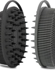 2 Pack Silicone Body Scrubber, Loofah Double-Sided Body Brush,Shower Scrubber and Scalp Massager Shampoo Brush for Sensitive Kids Women Men All Kinds of Skin (Black & Gray)