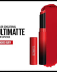 Maybelline Color Sensational Ultimatte Matte Lipstick, Non-Drying, Intense Color Pigment, More Ruby, Ruby Red, 1 Count