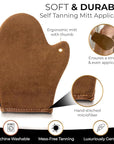 Bronze Tan Self Tanning Mitt Applicator With Thumb - Self Tanner Mitt for Application of Self Tanning Mousse or Lotion - Machine Washable And Reusable Ultra Soft Tanning Glove For Self Tan