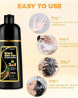 Black Hair Dye Shampoo 3 in 1 for Gray Hair Coverage, Hair Color Shampoo for Women Men, Herbal Ingredients Champu Para Pintar el Cabello (16.9 Oz)
