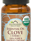 US Organic 100% Pure Clove Stem Essential Oil - USDA Certified Organic, Steam Distilled (10 ml)
