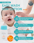 GOONGBE Baby Easy Wash Sun Lotion SPF 30 - Korean Moisturizing Zinc Oxide Mineral Sunscreen for Babies and Kids - Washes Off Easily - Vegan, Reef-Safe, Allergen-Free, 2.11 fl.oz.