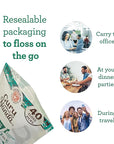 GuruNanda 2 in 1 Dental Floss Picks - Non-Slip Grip Handle, Slide Easy, No Break or Shred Flosser - Complete Oral Care with Interdental Pick for Healthy Teeth & Gums - Mint Flavor, 40 Count (4 Pack)