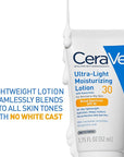 CeraVe Ultra-Light Moisturizing Lotion With SPF 30| Daily Face Moisturizer with SPF | Formulated with Hyaluronic Acid & Ceramides | Broad Spectrum SPF | Oil Free | Matte Finish | 1.7 Ounce